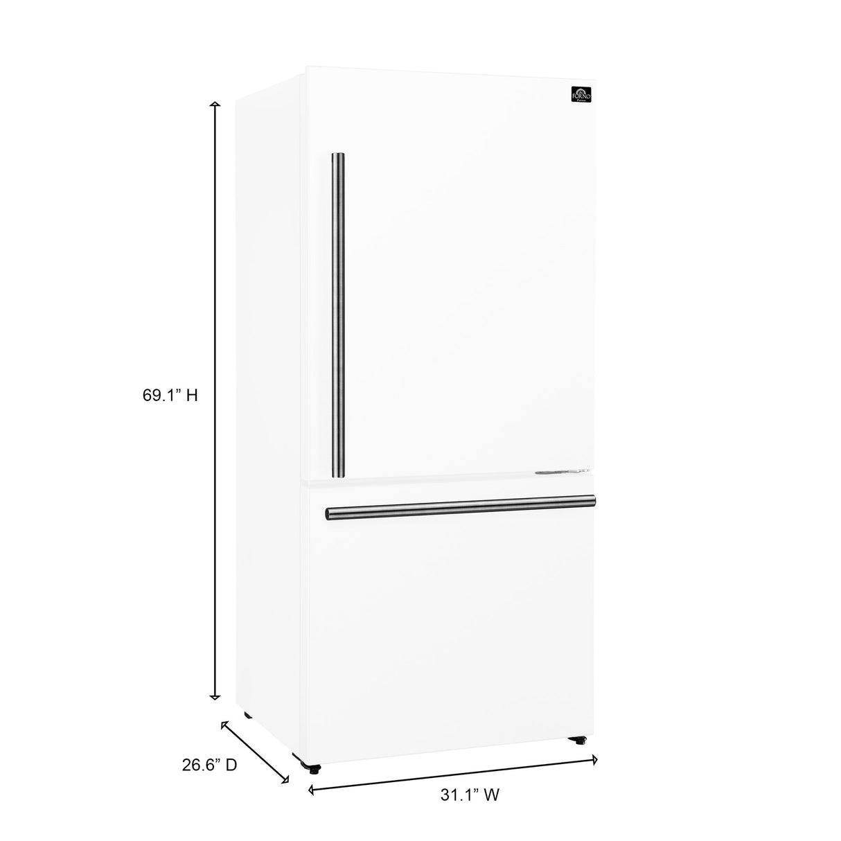 Forno Milano Espresso 31-Inch Bottom Freezer Refrigerator, 17.2 cu.ft Capacity
