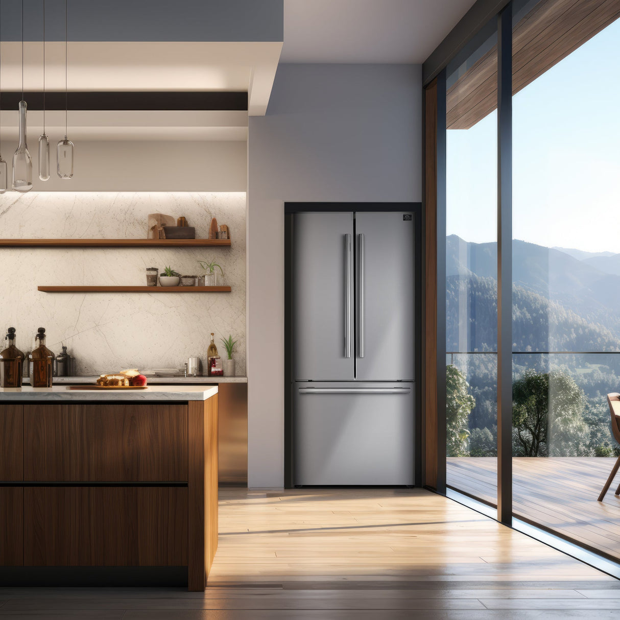 Forno Gallipoli 30" French Door Refrigerator – 17.5 cu.ft, Bottom Freezer, Ice Maker & No Frost Technology