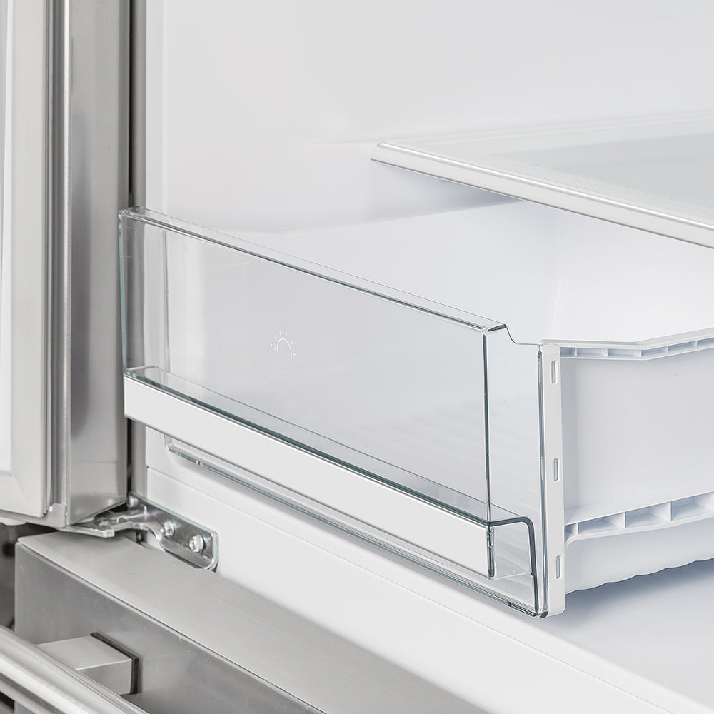 Forno Moena 40-Inch French Door Refrigerator, Stainless Steel, 19.2 cu.ft, Decorative Grill