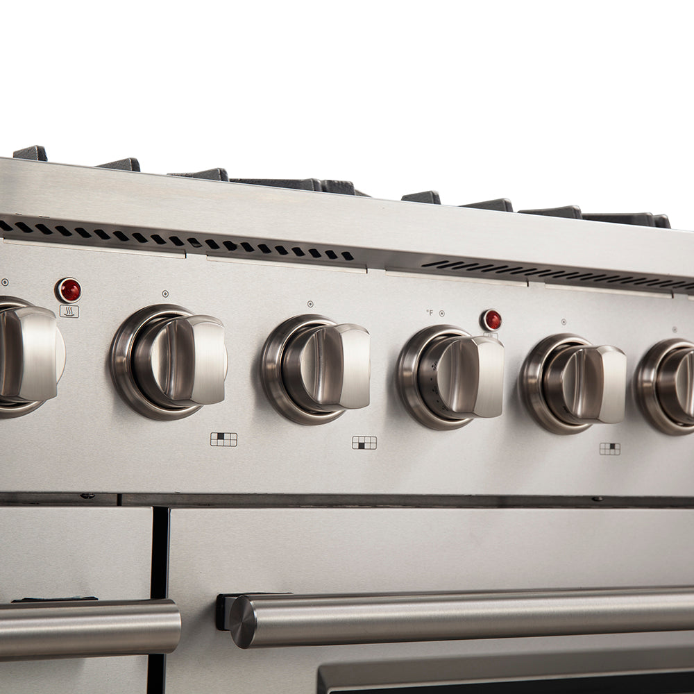 Forno Galiano 48-Inch Freestanding Gas Range, Stainless Steel, 8 Burners, 107,000 BTU, Double Ovens