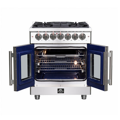 Forno Massimo Freestanding French Door Dual Fuel Range, True Convection Oven