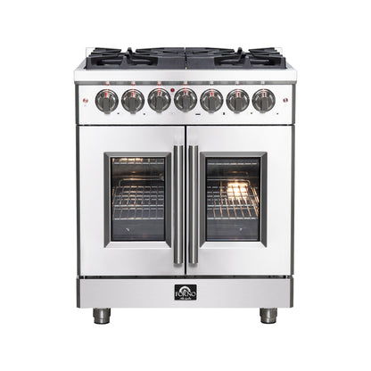 Forno Massimo Freestanding French Door Dual Fuel Range, True Convection Oven