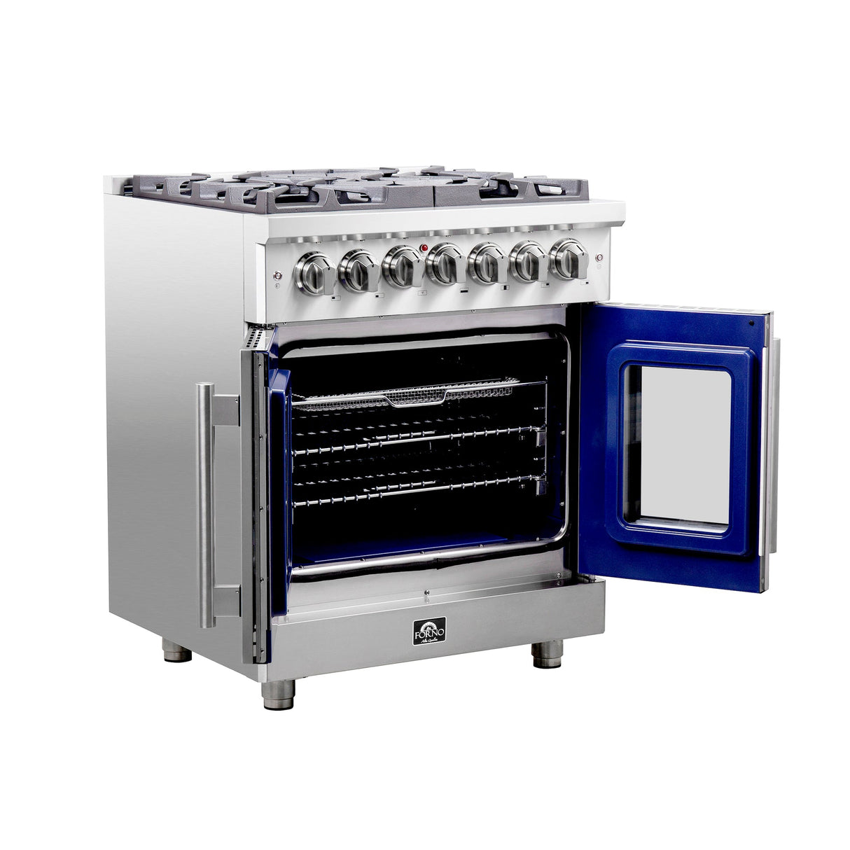 Forno Massimo Freestanding French Door Dual Fuel Range, True Convection Oven