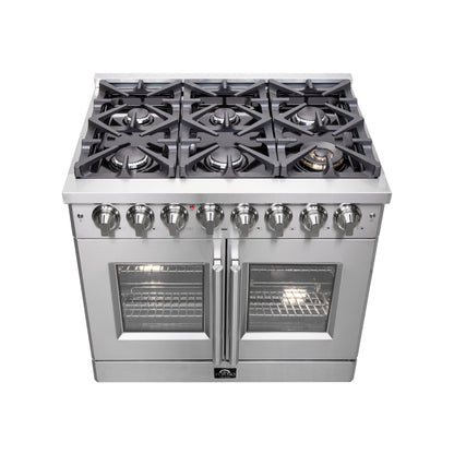Forno Massimo Freestanding French Door Dual Fuel Range, True Convection Oven