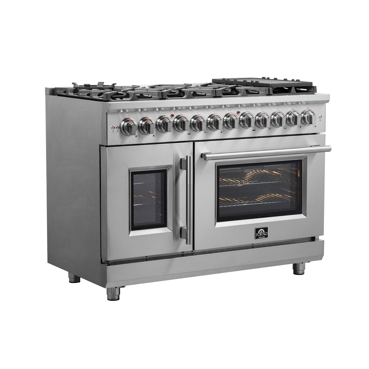 Forno Massimo Freestanding French Door Dual Fuel Range, True Convection Oven