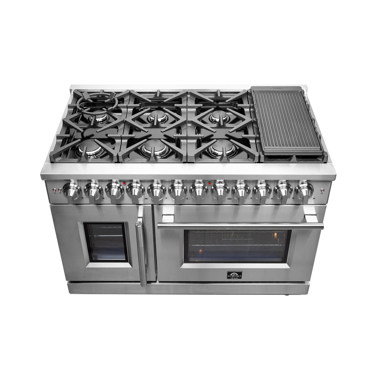 Forno Massimo Freestanding French Door Dual Fuel Range, True Convection Oven