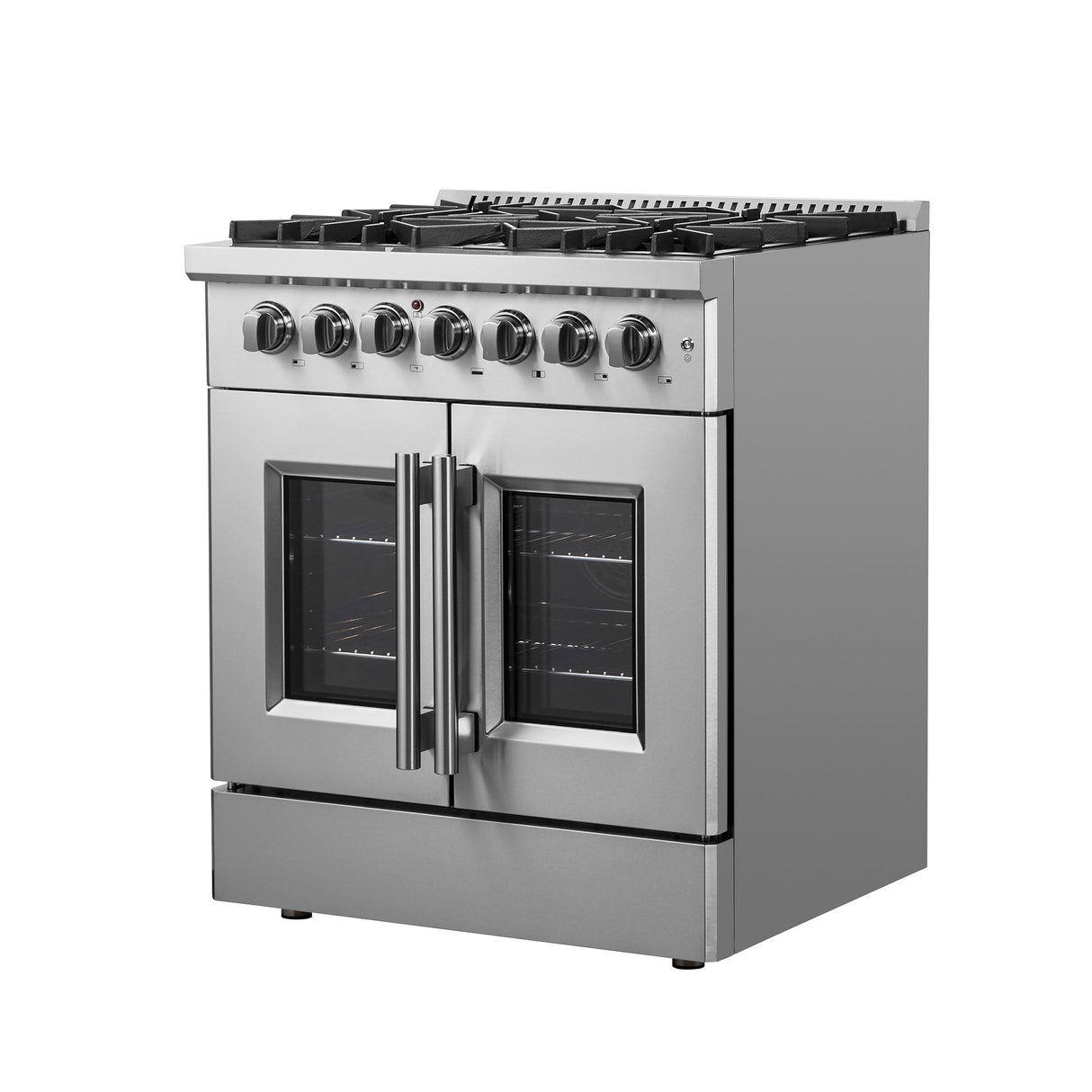 Forno Galiano French Door Dual Fuel Range All Stainless Steel, True Convection Oven