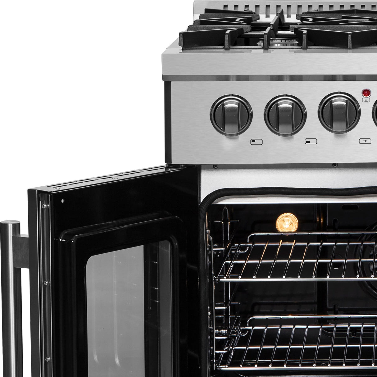 Forno Galiano French Door Dual Fuel Range All Stainless Steel, True Convection Oven