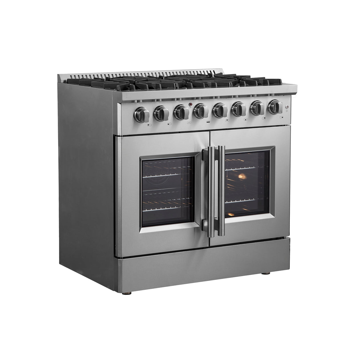 Forno Galiano French Door Dual Fuel Range All Stainless Steel, True Convection Oven