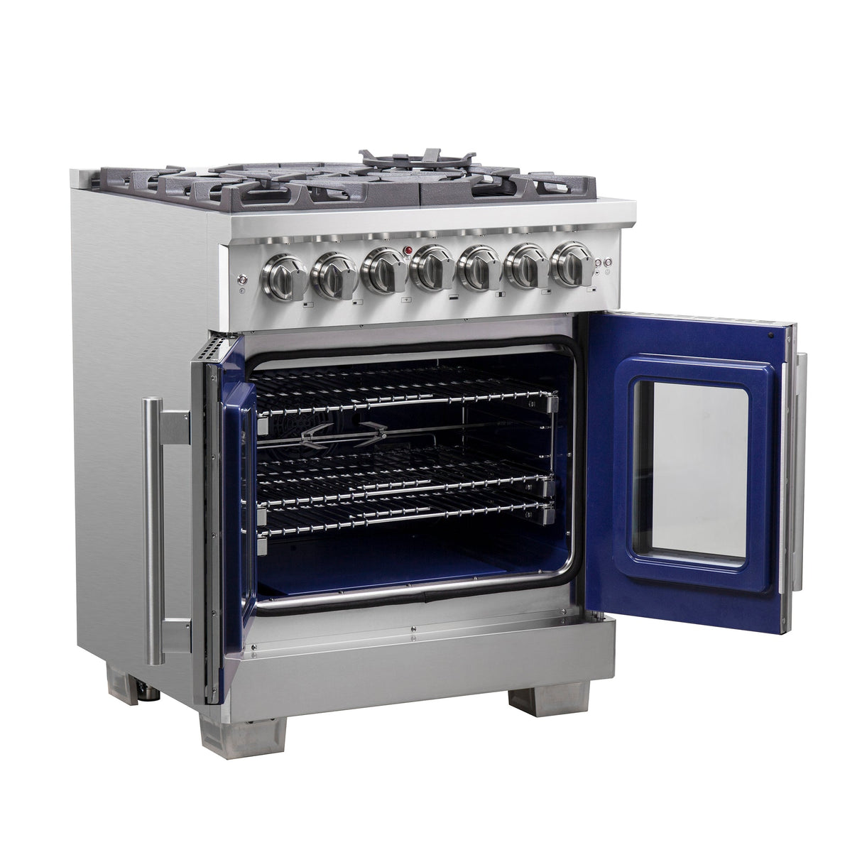 Forno Capriasca Freestanding French Door Dual Fuel Range, True Convection Oven