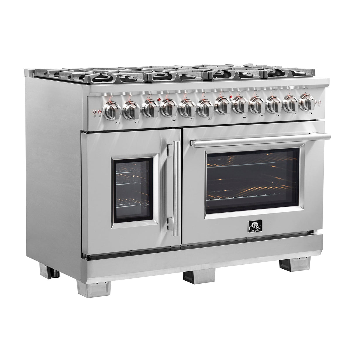 Forno Capriasca Freestanding French Door Dual Fuel Range, True Convection Oven