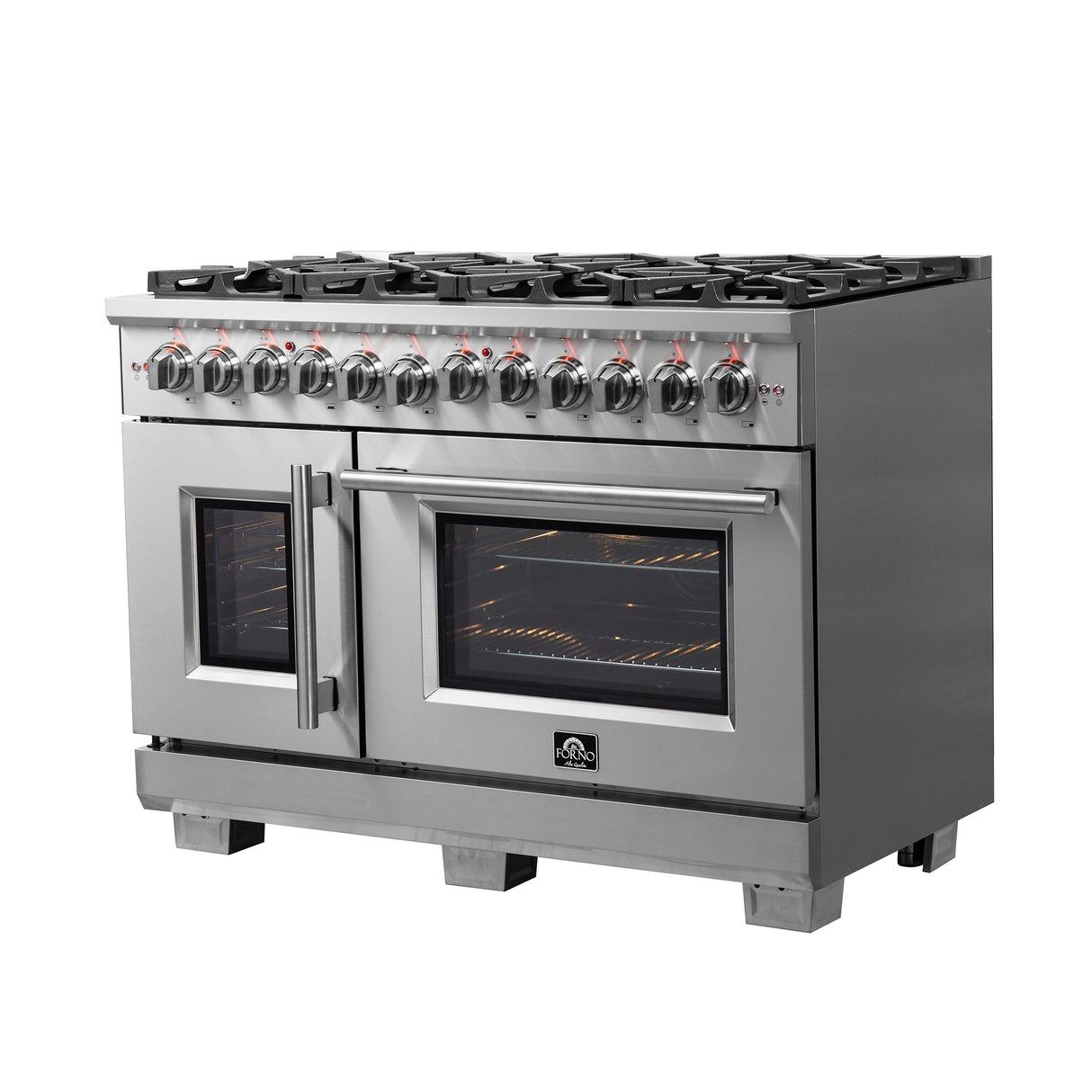 Forno Capriasca Freestanding French Door Dual Fuel Range, True Convection Oven