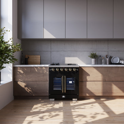 Forno Capriasca Freestanding French Door Gas Range, Convection Oven, Energy Efficient