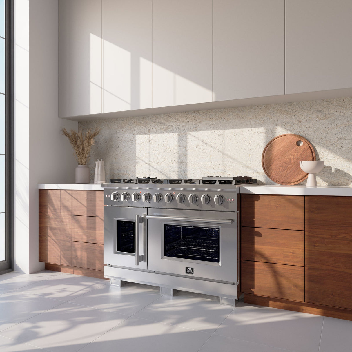 Forno Capriasca Freestanding French Door Gas Range, Convection Oven, Energy Efficient