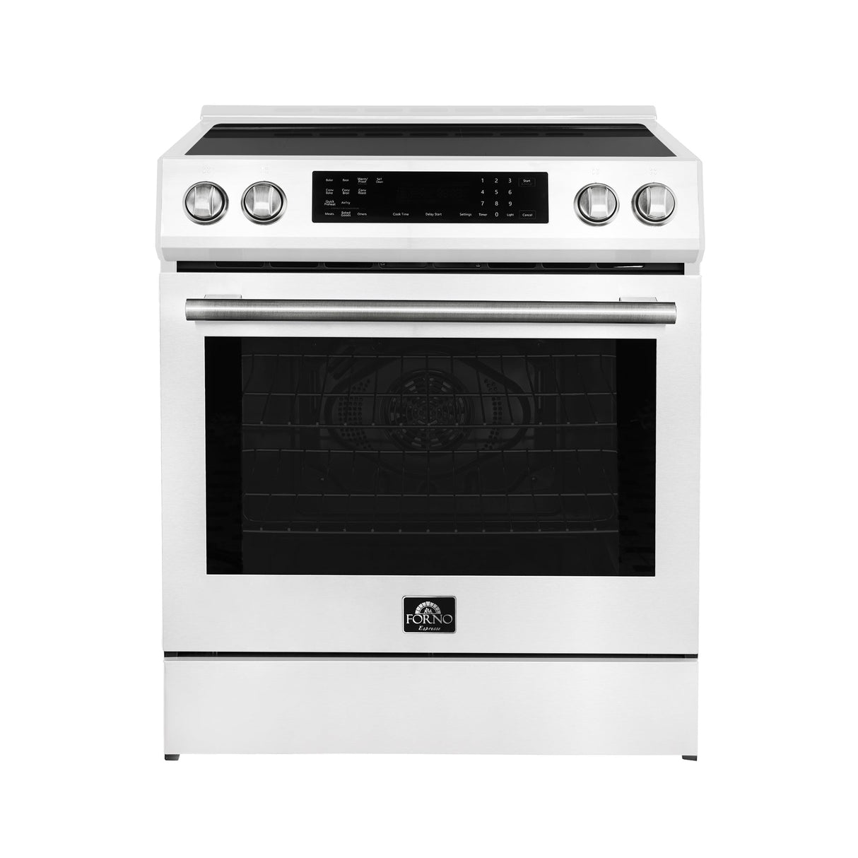 Forno Donatello Espresso 30-Inch Slide-In Induction Range, Convection Oven, 5 Cooking Zones, Touch Control Panel