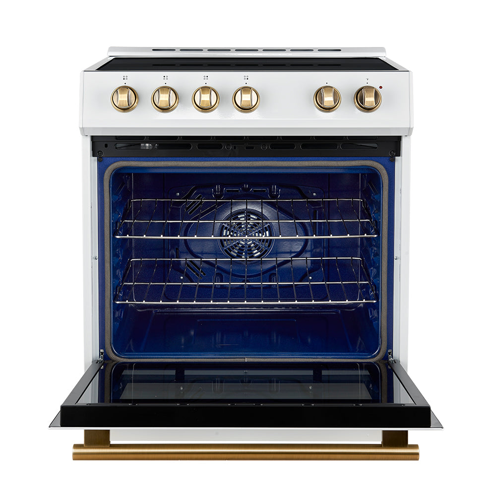 Forno Leonardo Espresso 30-Inch Slide-In Induction Range, Convection Oven, 5 Cooking Zones, Touch Control Panel