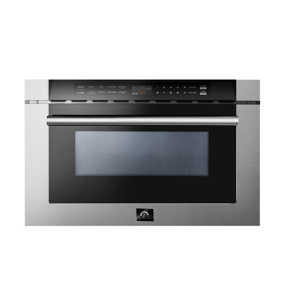 Forno Capoliveri 24-Inch Microwave Drawer, Stainless Steel, 1.2 cu.ft, 1500 Watts, Built-In, 11 Power Levels, Sensor Cooking