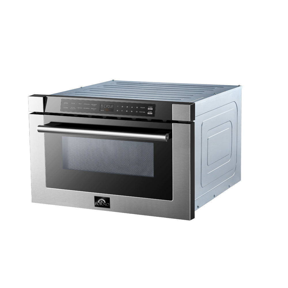 Forno Capoliveri 24-Inch Microwave Drawer, Stainless Steel, 1.2 cu.ft, 1500 Watts, Built-In, 11 Power Levels, Sensor Cooking