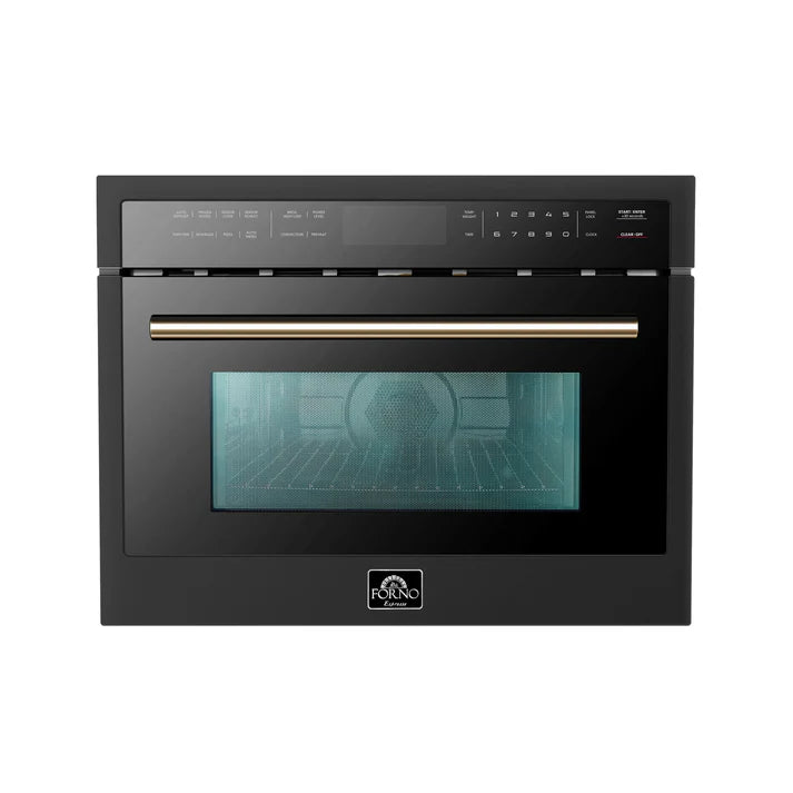 Forno Oliena Espresso 24-Inch Built-In Microwave and Convection Oven Combo, 1.6 cu.ft, 1750W Convection, 1000W Microwave, Sensor Cooking