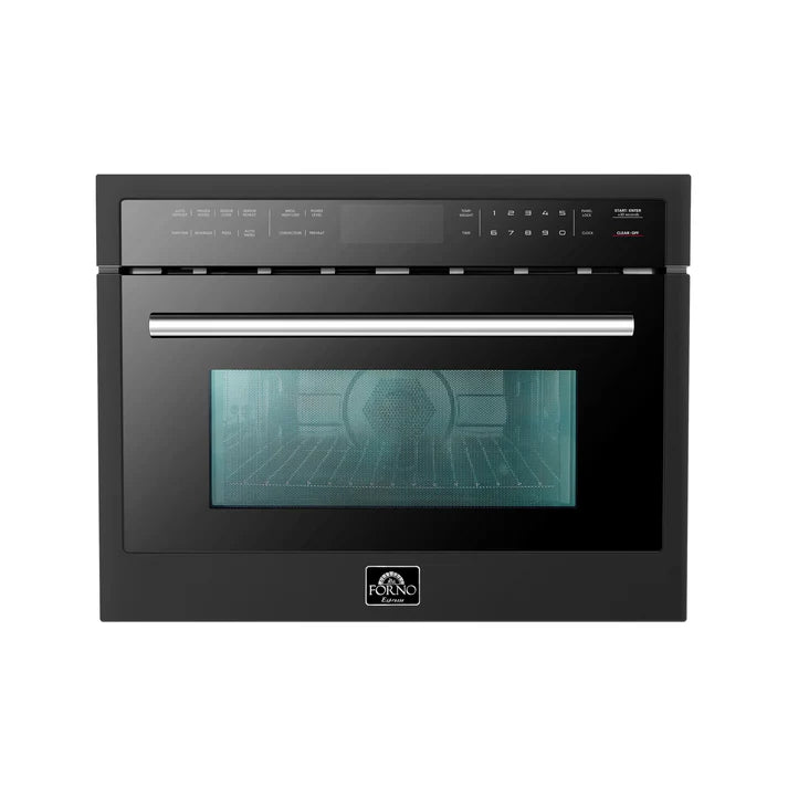 Forno Oliena Espresso 24-Inch Built-In Microwave and Convection Oven Combo, 1.6 cu.ft, 1750W Convection, 1000W Microwave, Sensor Cooking