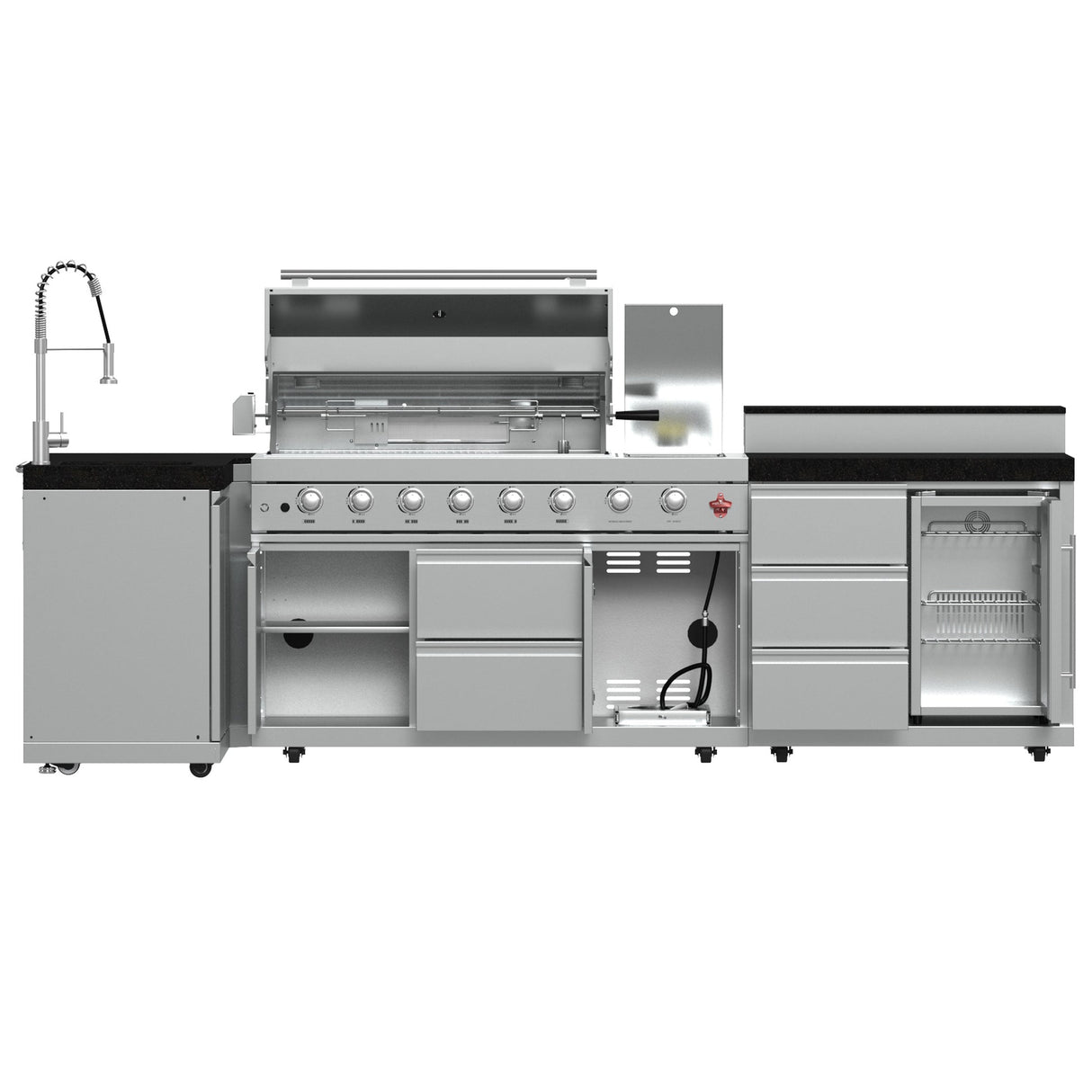 Forno Bulnes 40" BBQ Outdoor Kitchen – 95,000 BTU, 5 Burners, Infrared Sear & Rotisserie, Beverage Center & Black Sintered Stone Countertops