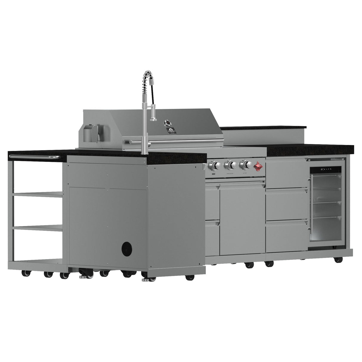 Forno Bulnes 40" BBQ Outdoor Kitchen – 95,000 BTU, 5 Burners, Infrared Sear & Rotisserie, Beverage Center & Black Sintered Stone Countertops