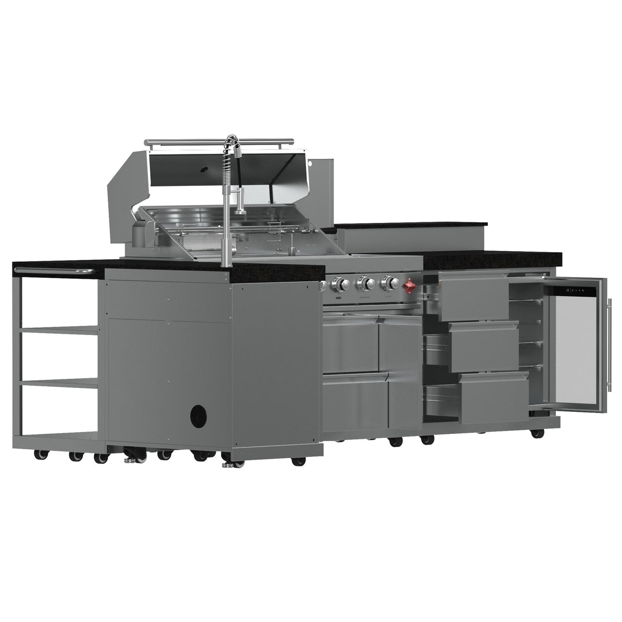 Forno Bulnes 40" BBQ Outdoor Kitchen – 95,000 BTU, 5 Burners, Infrared Sear & Rotisserie, Beverage Center & Black Sintered Stone Countertops