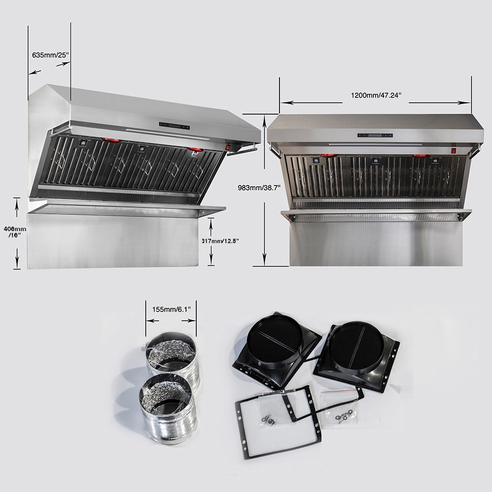 Forno Savona Wall Mount Range Hood, Baffle Filters, Backsplash Included