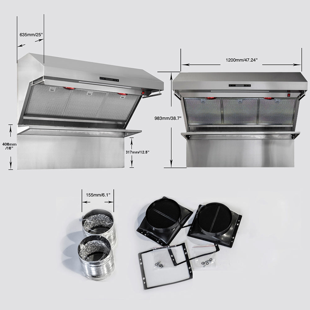 Forno Savona Wall Mount Range Hood, Hybrid Filters, Backsplash Included