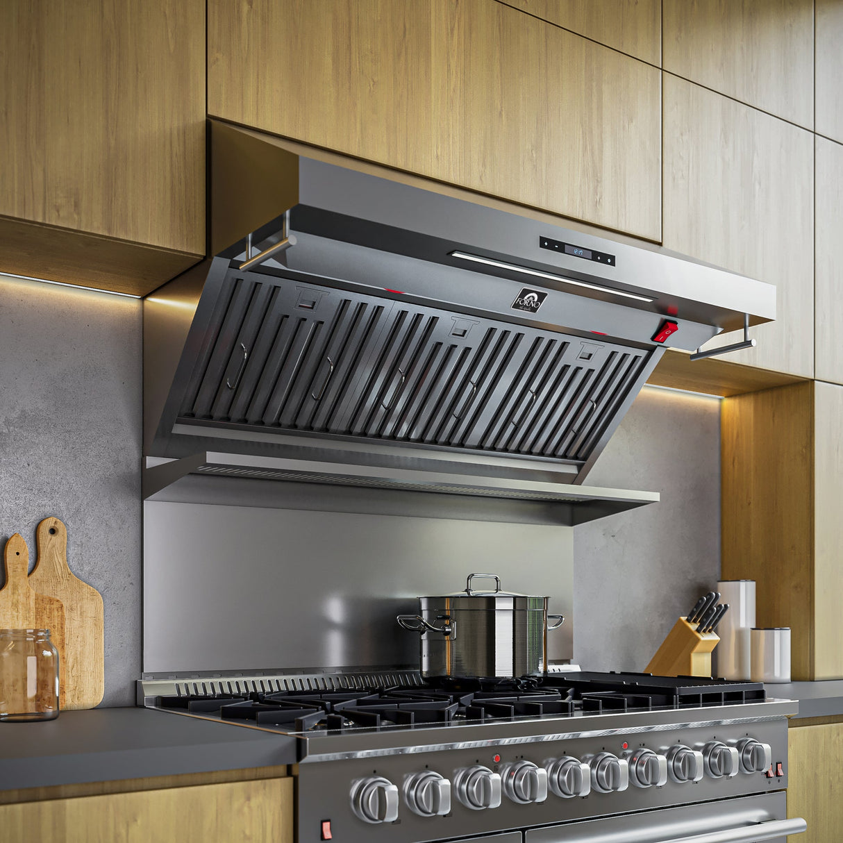 Forno Savona Wall Mount Range Hood, Baffle Filters, Backsplash Included