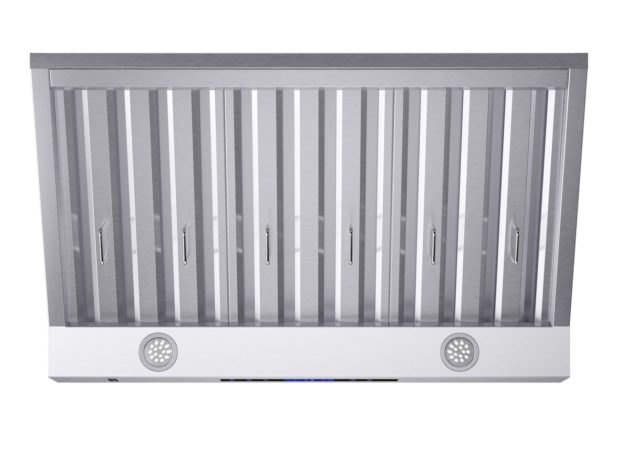 Forno Palazzo Wall Mounted Range Hood, Stainless Steel, Heavy Duty Baffle Filters, Remote Control