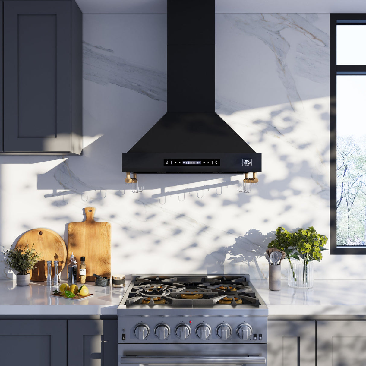 Forno Venezia 30 Inch Wall-Mounted Range Hood with Touch Controls and Baffle Filters