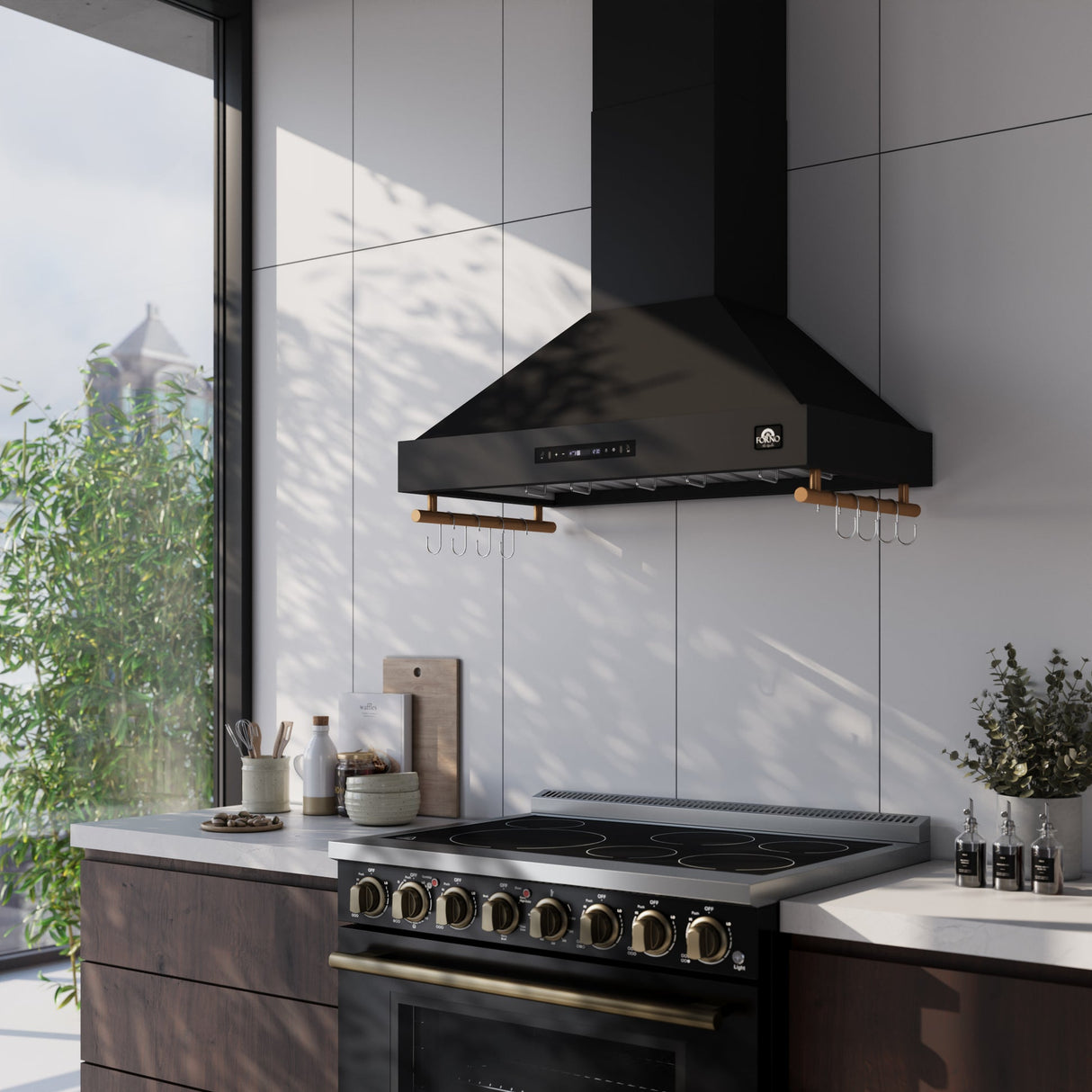 Forno Venezia 36 Inch Wall-Mounted Range Hood with Touch Controls and Baffle Filters