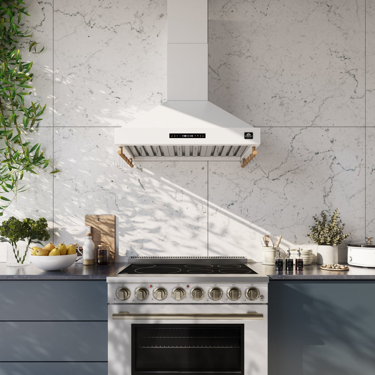 Forno Venezia 36 Inch Wall-Mounted Range Hood with Touch Controls and Baffle Filters