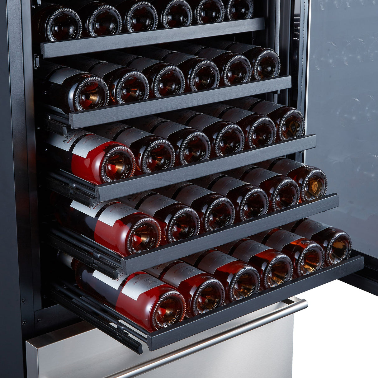 Forno Azienda 24-Inch Dual Temperature Zone Wine Cooler, Up to 108 Bottles, Two Refrigerated Drawers