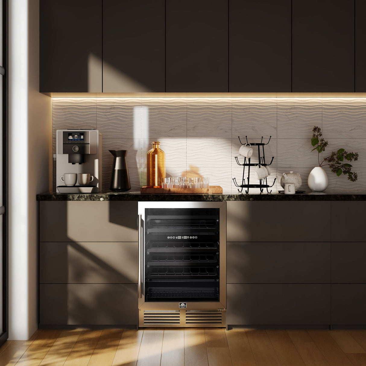 Forno Bacchino 24" Wine Cooler – Stainless Steel, 51 Bottle Capacity, Triple Glass Door, LED Lighting & Built-In/Freestanding