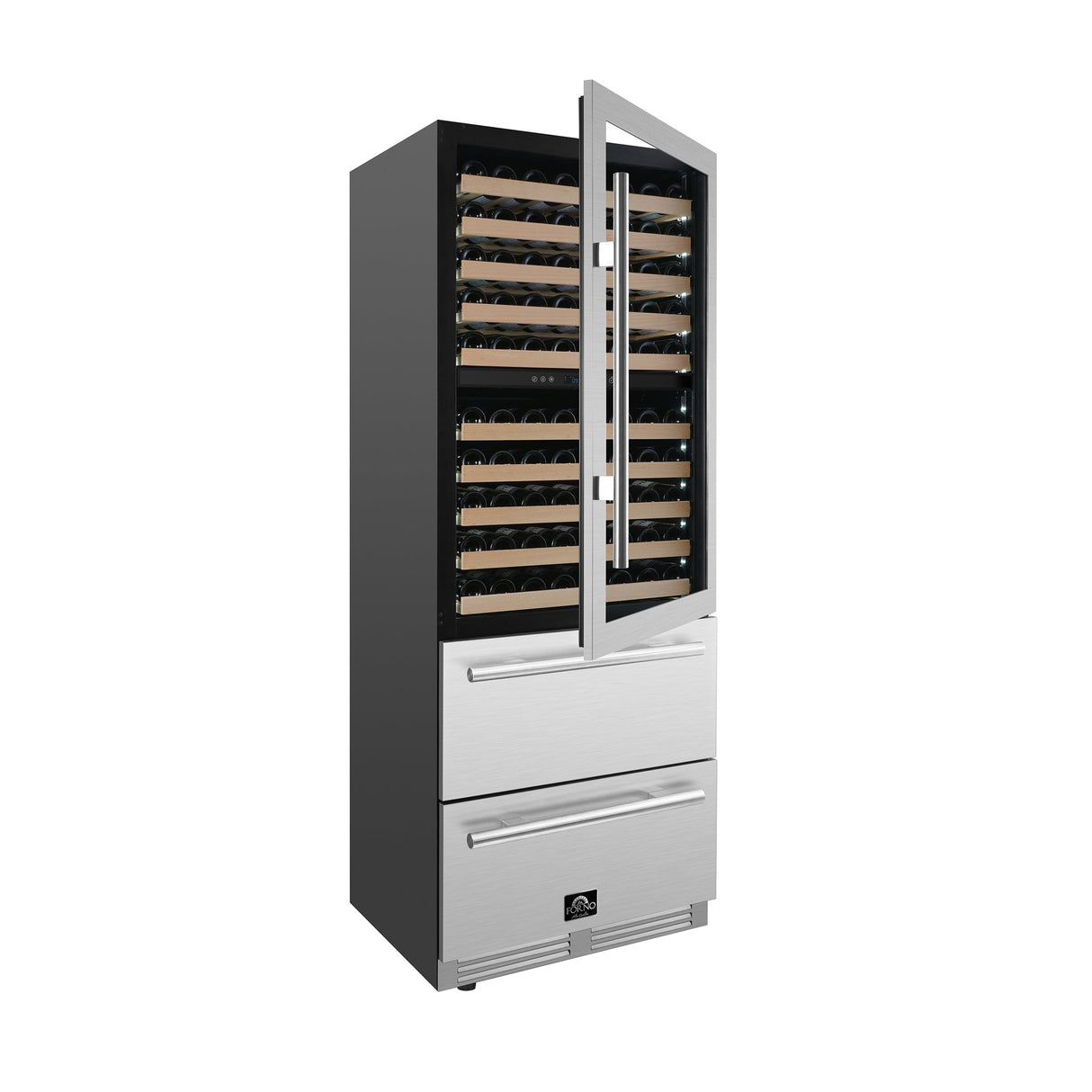 Forno Celano 30-Inch Triple Zone Wine and Beverage Cooler, 21.3 cu.ft, Stainless Steel