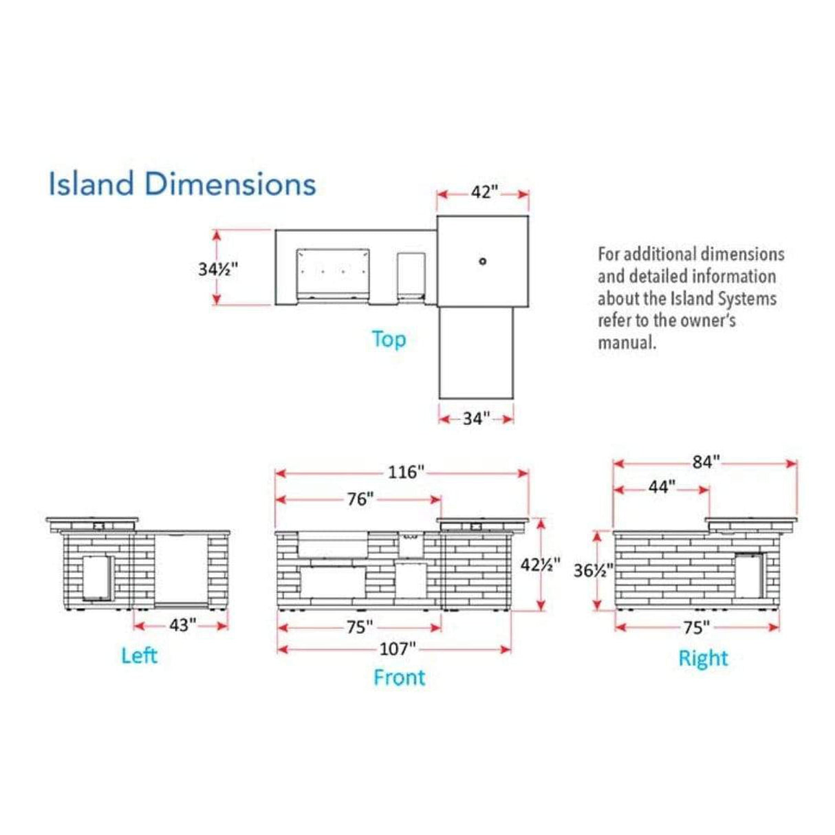 Fire Magic 116" L-Shaped Reclaimed Wood Island System w/ Polished Black Lava Counter