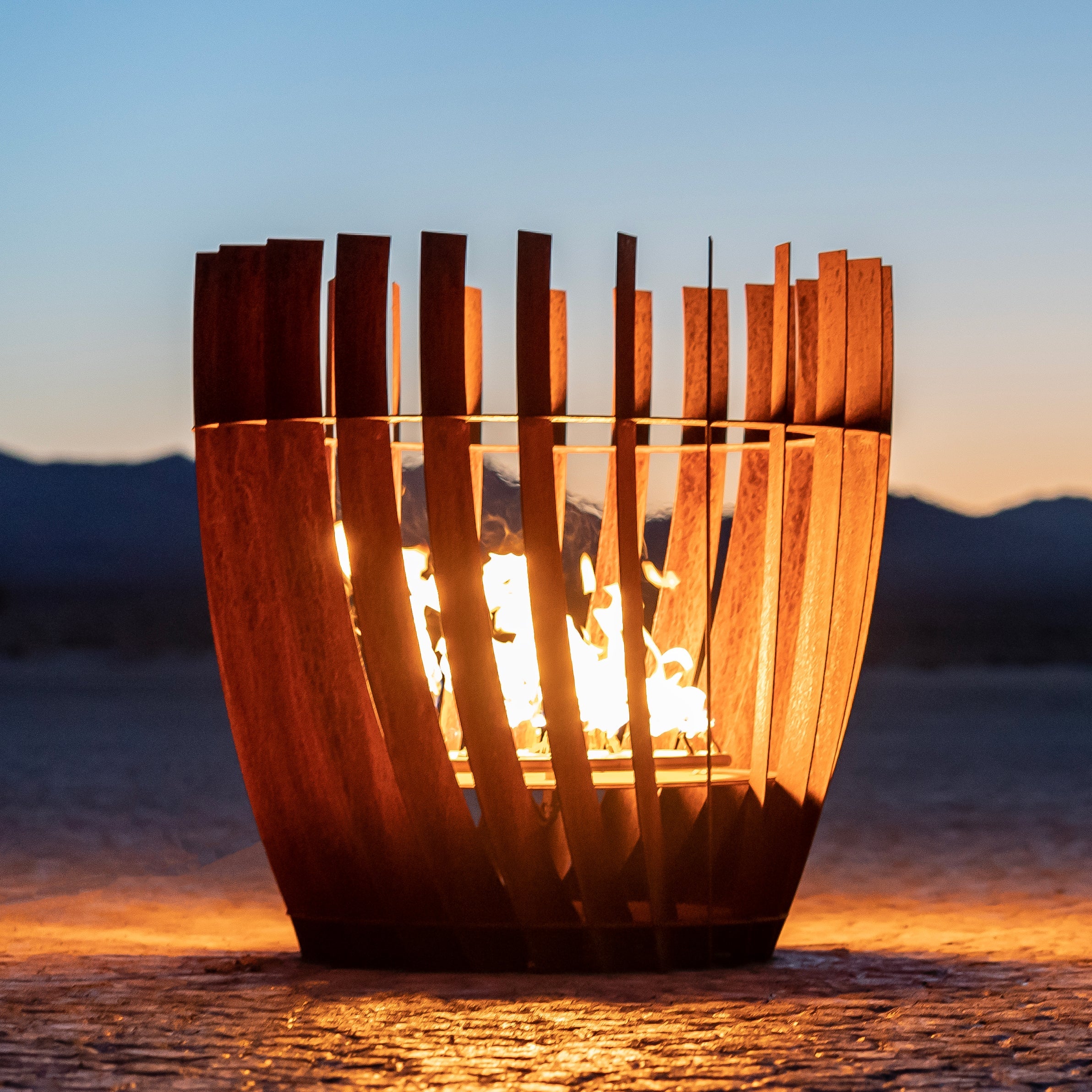 The Outdoor Plus The Aurora Fire Sculpture - Corten Steel