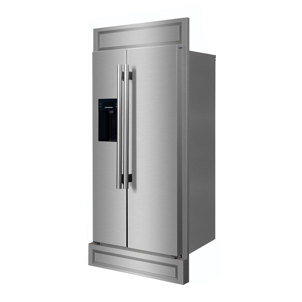Forno Salerno 40-Inch Built-In Stainless Steel Refrigerator, 20 cu.ft, Modern Decorative Grill