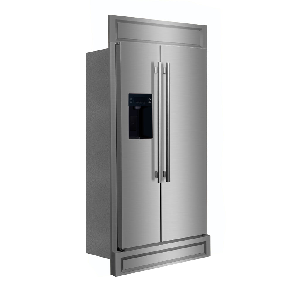 Forno Salerno 40-Inch Built-In Stainless Steel Refrigerator, 20 cu.ft, Modern Decorative Grill