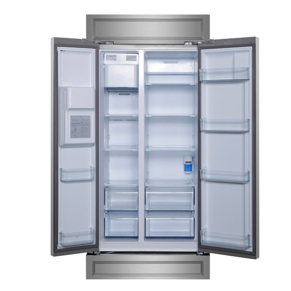 Forno Salerno 40-Inch Built-In Stainless Steel Refrigerator, 20 cu.ft, Modern Decorative Grill