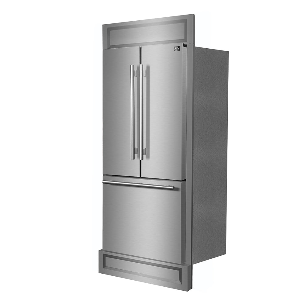 Forno Gallipoli 30" French Door Refrigerator – 17.5 cu.ft, Decorative Grill, Stainless Steel & No Frost Technology