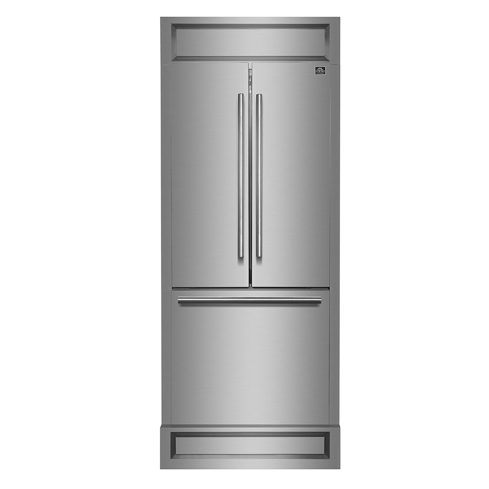 Forno Gallipoli 30" French Door Refrigerator – 17.5 cu.ft, Decorative Grill, Stainless Steel & No Frost Technology