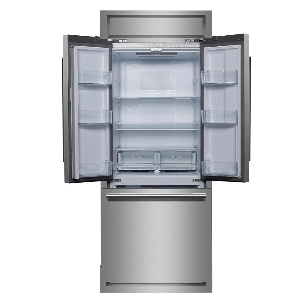 Forno Gallipoli 30" French Door Refrigerator – 17.5 cu.ft, Decorative Grill, Stainless Steel & No Frost Technology