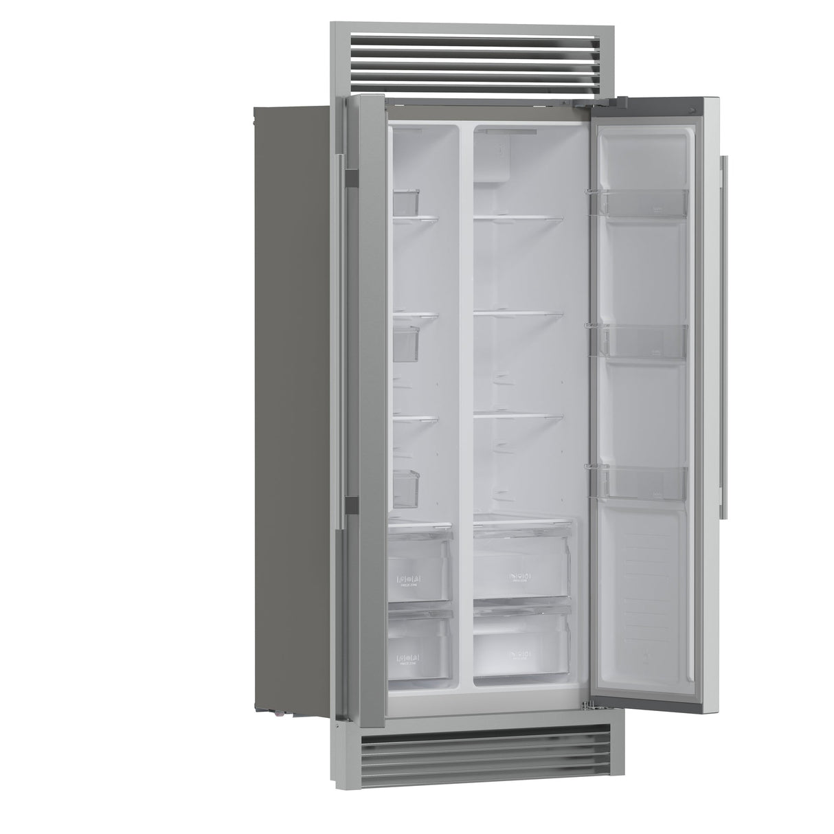 Forno Salerno 37-Inch Built-In Stainless Steel Refrigerator, 15.6 cu.ft, Decorative Grill