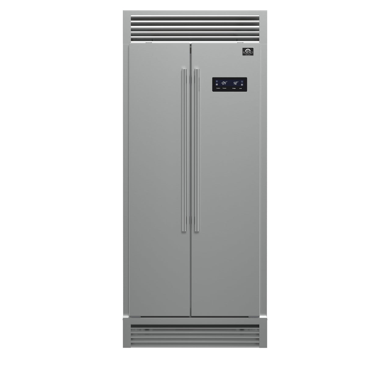 Forno Salerno 37-Inch Built-In Stainless Steel Refrigerator, 15.6 cu.ft, Decorative Grill