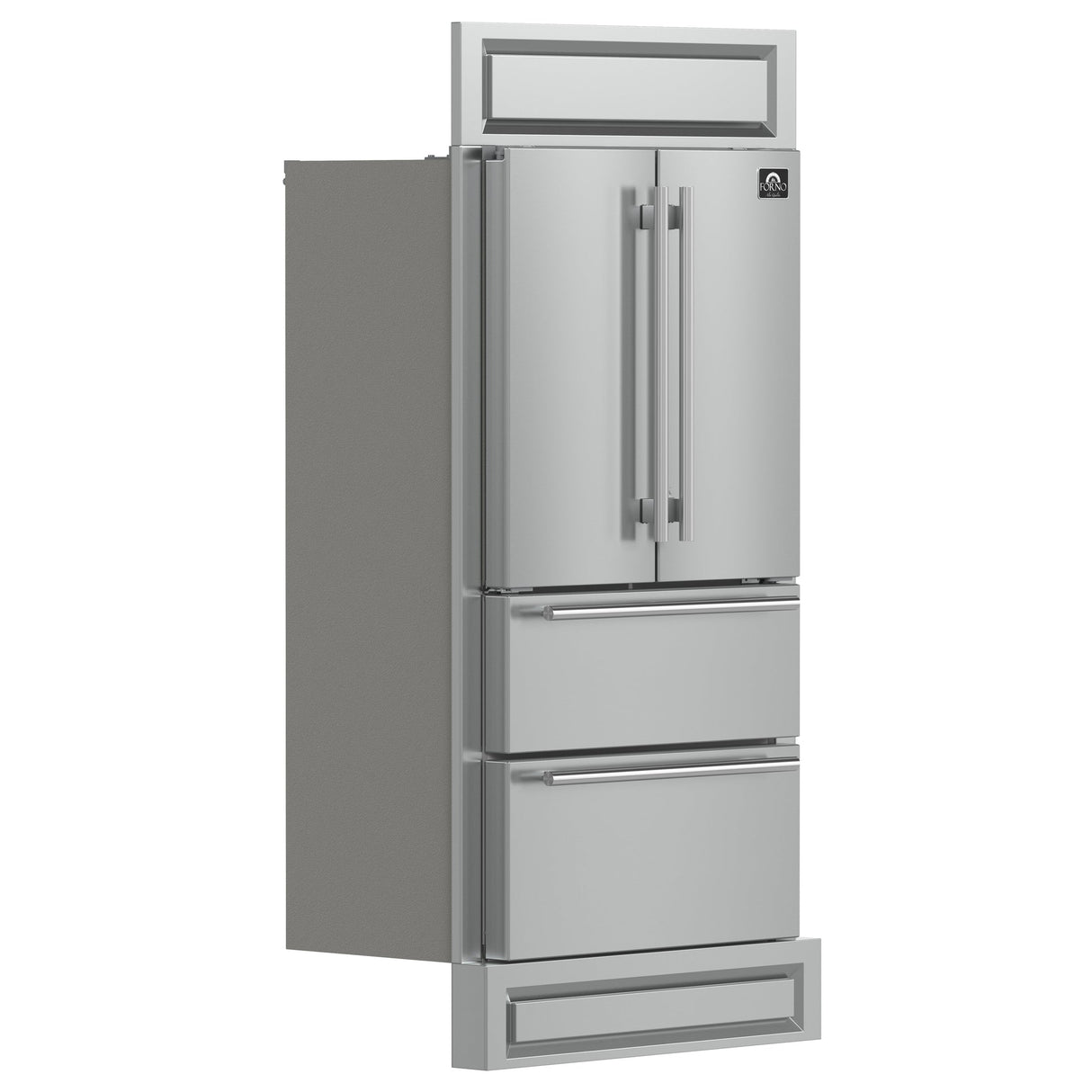 Forno Moena 40-Inch French Door Refrigerator, Stainless Steel, 19.2 cu.ft, Modern Decorative Grill