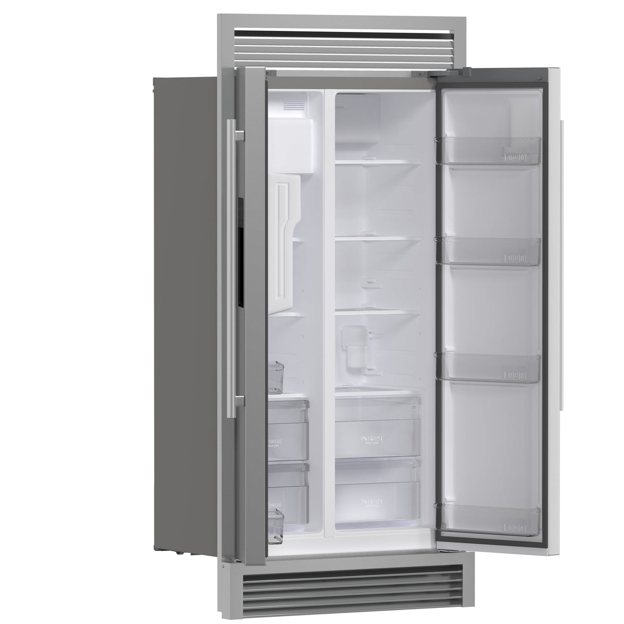 Forno Salerno 40-Inch Built-In Stainless Steel Refrigerator, 20 cu.ft, Decorative Grill