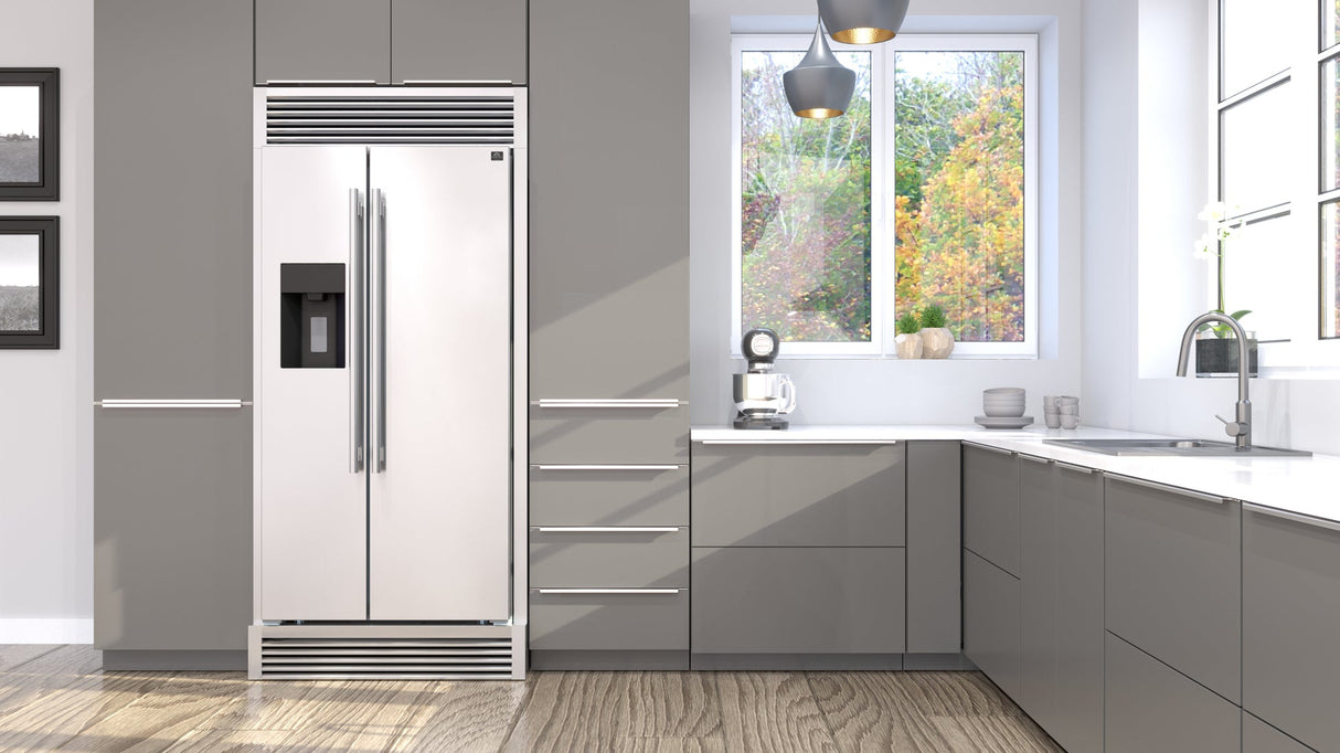 Forno Salerno 40-Inch Built-In Stainless Steel Refrigerator, 20 cu.ft, Modern Decorative Grill